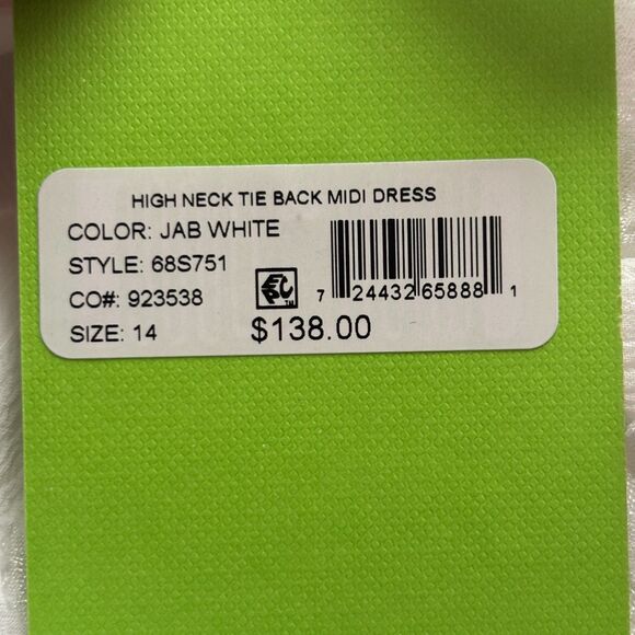 Sam Edelman Women NWT New High-Neck Tie-Back Midi Dress Boho White Size 14 G307 - Picture 11 of 12